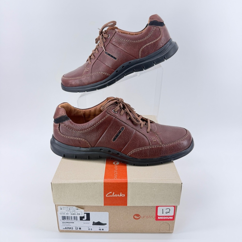 Clarks Un.Preston Leather Oxford Brown Mens Dress / Casual Shoes Size 12 M